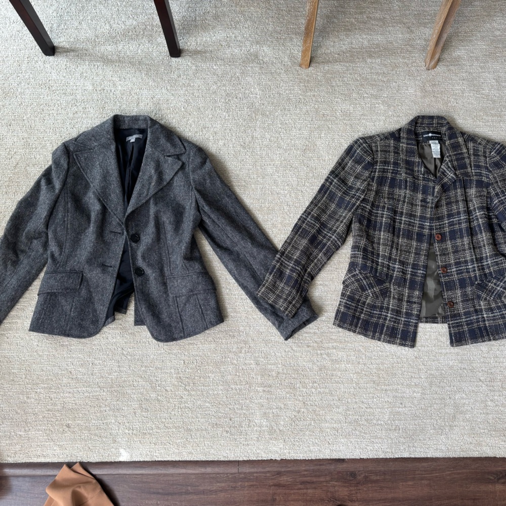 Loft Gray Twill Blazer and Brown Plaid Sag Harbor Twill Blazer